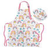 Delantal SANDJEST arcoiris para niñas: colores vibrantes ideal para cocinar.