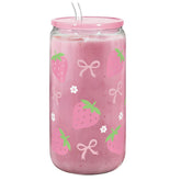 SANDJEST vaso cristal 16oz con tapa acrílica, perfecto para bebidas frías en casa