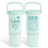 SANDJEST Nurse Life vaso 30oz con tapa pajilla, ideal para hidratación durante turnos