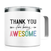 Sandjest taza insulada 14oz con mango, ideal para bebidas calientes o frías.