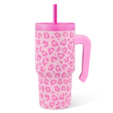 Sandjest tumbler leopard con asidero, cómodo para llevar al colegio.