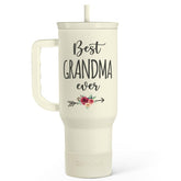 SANDJEST Vaso térmico abuela 40oz con asa, ideal para llevar bebidas.