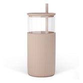 Vaso de vidrio SANDJEST 20oz con pajita y tapa, perfecto para agua y bebidas frías
