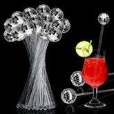 Sawysine agitadores coctel con bolas espejo plateadas, ideal para realzar bebidas.