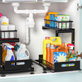 Saydear organizador bajo lavabo con dos estantes para acceso rápido a productos.