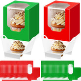 Sayglossy cajas navideñas para cupcakes con ventana que exhiben tus dulces