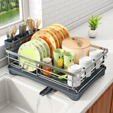 SayZH secador de platos de acero inoxidable, ideal para secar vajilla tras la comida.