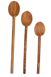 Scanwood cucharas de olivo italiano, juego de 10-12-14 pulgadas, para batir y servir.