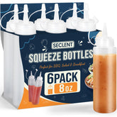 SECLENT botella exprimidora de 8 oz para salsas, ideal para dosificar con precisión.