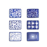 Cuenco rectangular Selamica para salsa en azul vintage, ideal para porciones individuales.