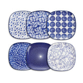 Selamica platos cuadrados de porcelana azul vintage para postres y presentación elegante en la mesa