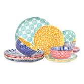 Selamica juego de platos y tazones 12 piezas, ideal para comidas diarias.