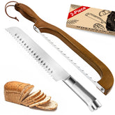 SeLucky cuchillo para pan masa madre, filo dentado para rebanar suave.