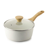 Cazo cerámico blanco de SENSARTE con tapa de vidrio para observar la cocción.