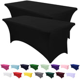 Mantel SEPARO espandex 6ft negro, tejido elástico para ajuste perfecto en mesas plegables.