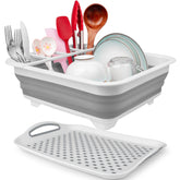 Seropy escurridor de platos sobre fregadero plegable para ahorrar espacio en la cocina.