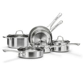 Conjunto de acero inoxidable, sartén de 8 pulgadas para saltear carnes y vegetales.