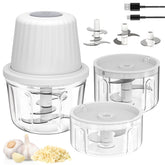 SF SUNFUNY mini picadora sin cables con tres tazones para preparar ingredientes por separado.