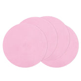 SHACOS individuales redondos trenzados rosa con brillo suave, ideales para comidas diarias.