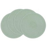 SHACOS manteles individuales redondos trenzados, 15 pulgadas, verde salvia, protegen la mesa con estilo.