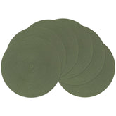 Manteles individuales SHACOS redondos verde oliva, protección antiarañazos para la mesa.