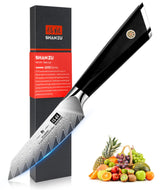 SHAN ZU Damascus cuchillo pelar fruta 4 pulgadas para pelar y trocear con precisión