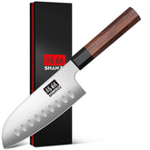 SHAN ZU Santoku de 5 pulgadas con hoja corta para precisión en verduras.