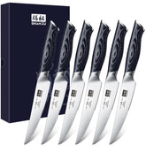 SHAN ZU seis cuchillos steak 4-5 pulgadas con filo duradero para carnes