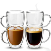 SHANDERBAR tazas cafe cristal doble pared 12oz, ideal para bebidas calientes