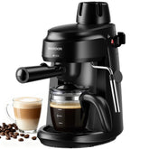 La SHARDOR cafetera-expreso de 4 tazas, vista frontal para cocinas pequeñas.
