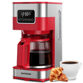 SHARDOR cafetera programable de 10 tazas frente mostrando su diseño compacto y práctico
