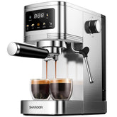 SHARDOR máquina de espresso con panel táctil para seleccionar una o dos tazas.