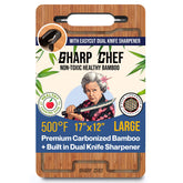 Sharp Chef tabla de cortar bambú carbonizado con ranura para jugos, protege encimeras