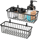 SheeChung organizador de metal para bano negro, frontal, ideal para cosméticos.