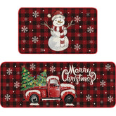 Shellwei alfombra de cocina navidad patrón a cuadros rojos y negros brinda calidez festiva.