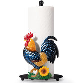 Shinlar porta-rollos con gallo azul y girasol para cocina rural.