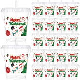 Shinymoon cubos navidad con tapas y pajillas, ideales para fiestas y bebidas fáciles.