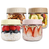SHOWIN jarras de vidrio 10 oz con tapas, almacenamiento seguro para yogur y desayunos.