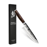 Shun Premier 6'' cuchillo chef, vista frontal para cortes precisos en la cocina