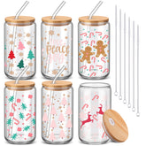 Vaso navideño SiliFine en forma de lata con tapa de bambú para fiestas