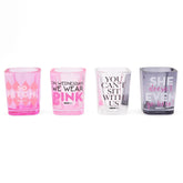 Vaso de chupito Silver Buffalo con citas de Chicas Malas en rosa translúcido, ideal para reuniones