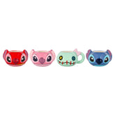 Silver Buffalo, cara de Stitch, taza mini escultada para colección y sorbos cortos.