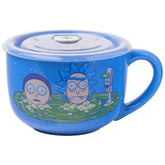 Taza Rick y Morty de Silver Buffalo con tapa ventilada, ideal para sopa caliente.