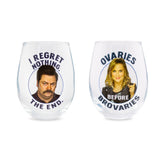 Vaso de vino sin tallo Silver Buffalo con Ron y Leslie, perfecto para reuniones
