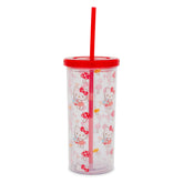 Vaso Silver Buffalo Hello Kitty con tapa y pajilla, ideal para beber en movimiento.