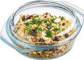SIMAX cazuela de vidrio transparente 1 qt con tapa, ideal para hornear y servir.