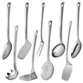 Simcs herramientas de cocina en acero inoxidable, juego de 9 piezas, duradero y fácil de limpiar.