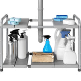 Simple Houseware bajo fregadero, estante expansible de dos niveles para organización.
