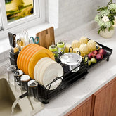 Simple Trending escurridor de platos extensible en negro, ahorro de espacio en la encimera.