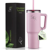 Vaso SIPX rosa frontal que mantiene bebidas frías gracias al aislamiento.